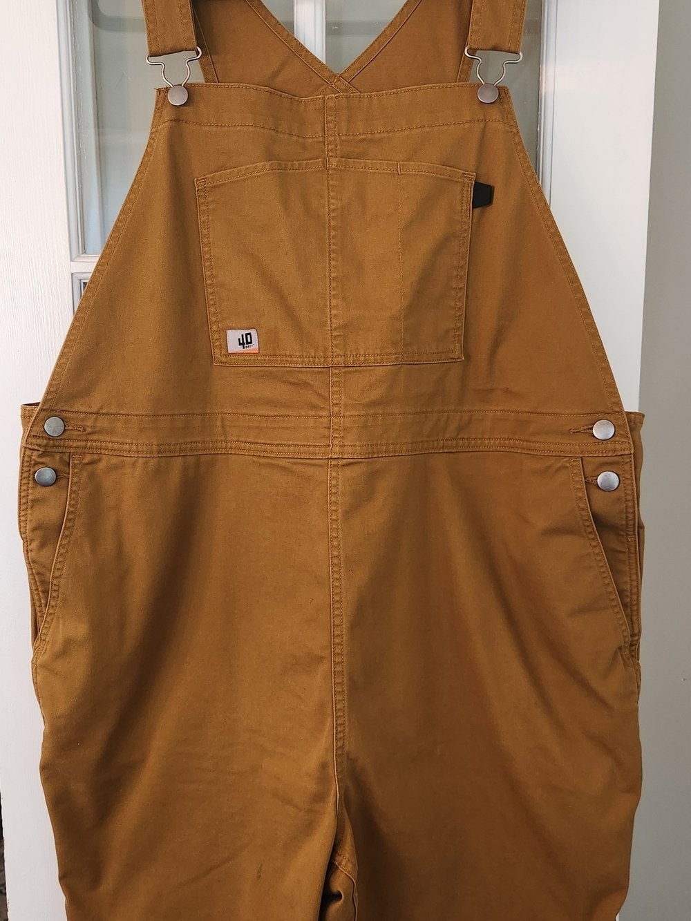 Duluth Trading Co Women's 40 GRIT Caramel Tan Cargo Overall Shorts